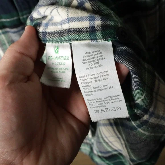 J Crew Slim Double Brushed Flannel Plaid Long Sleeve Button Down Men Medium - Picture 5 of 6